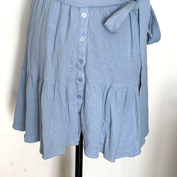 Blu Pepper Womens Dress Size Small Mini Flutter Sleeve Button down Ruffle Hem - Picture 7 of 12